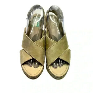 B.O.C. GREY WEDGE WOMEN’S SLINGBACK SANDALS•SIZE 9•GENUINE LEATHER•